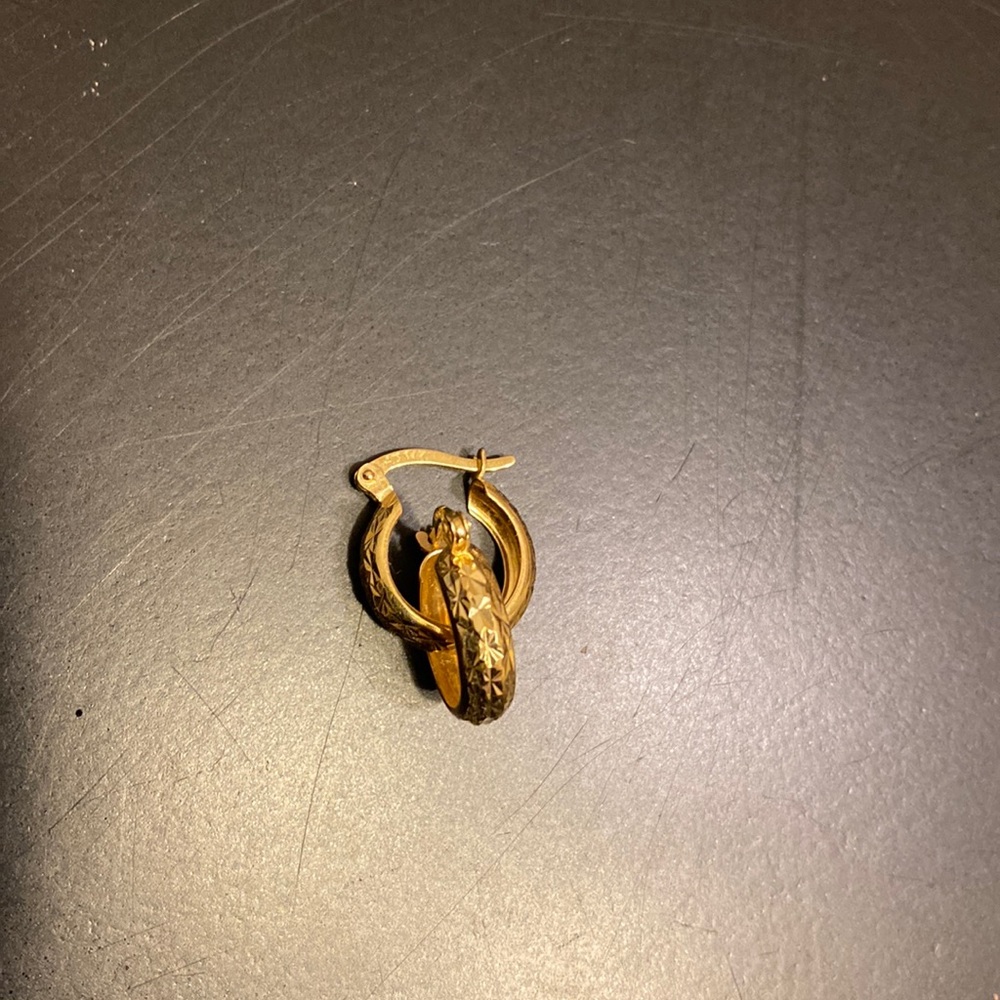 14k Gold Engraved Hoop Earrings